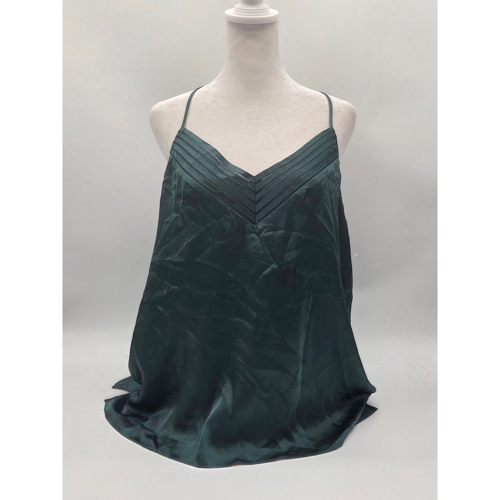 Socialite Women's L Dark Green Satin Racerback Cami Tank Top 101-418